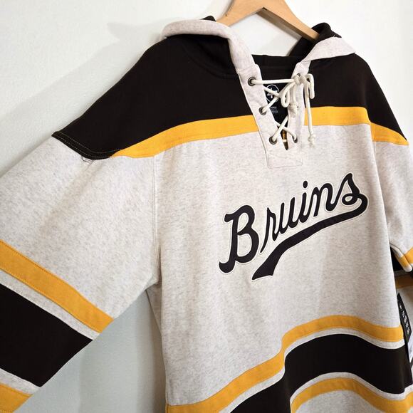 New Boston Bruins '47 Brand Centennial Early Years Script Lacer Hoodie Size L - Picture 4 of 13